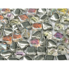 40 pack 2 hole Silky Beads Crystal Silver Rainbow 00030 98530