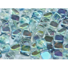 40 pack 2 hole Silky Beads Crystal Blue Rainbow 00030 98538