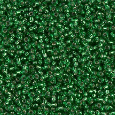 10 grams Size 11 Miyuki Seed Beads Silver Lined Green 916