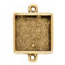 13mm 24K Gold Plated Patera Double Loop Square Bezel 2 pack