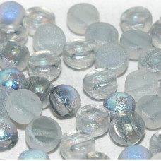 20 pack 2 hole 6mm glass Cabochons Crystal Etched Blue Rainbow 00030 98588