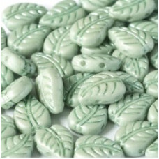 25 Pack 2 Hole Leaves Chalk White Teal Lustre Matted 03000 84459