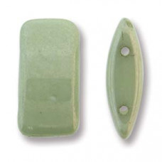 15 Czech 2 hole Glass Carrier Beads Green Lustre 02010 14457