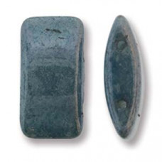 15 Czech 2 hole Glass Carrier Beads Blue Lustre 02010 14464