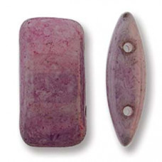 15 Czech 2 hole Glass Carrier Beads Lilac Lustre 02010 14494