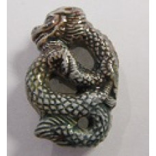 Peruvian Bead - Raku Glazed Dragon