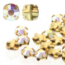 10 pack 3.5mm Gold Plated Crystal AB Rose Montees