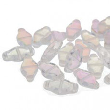10 grams 3 hole Navette beads Crystal AB 00030 28701