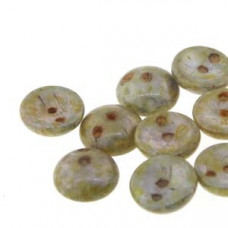 50 Pack 2 Hole Piggy Beads Chalk White Green Brown 03000 15635