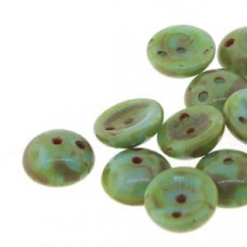 50 Pack 2 Hole Piggy Beads Opaque Turquoise Picasso 63020 86800