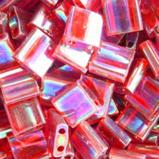5 grams 5mm 2 hole Tila Beads Transparent Red AB 254