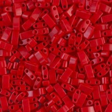 5 grams 5mm 2 hole Half Tila Beads Opaque Red TLH408