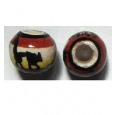 Peruvian Hand Painted Ceramic Bead - Ball 02