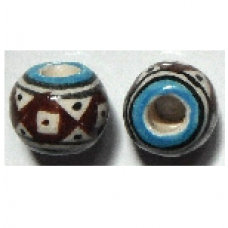Peruvian Hand painted Ceramic Bead - Ball 03