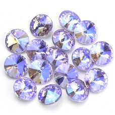 8mm Chinese Crystal Pointed Back Rivoli Lime/Purple 02