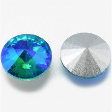 8mm Chinese Crystal Pointed Back Rivoli Blue/Green 05