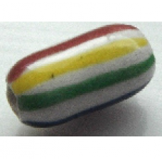 Peruvian Hand Painted Ceramic Bead - Narrow Oval 01