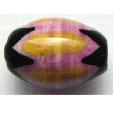 Peruvian Hand Painted Ceramic Bead - Oval 01
