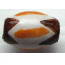 Peruvian Hand Painted Ceramic Bead - Oval 03
