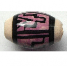 Peruvian Hand Painted Ceramic Bead - Oval 06