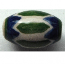 Peruvian Hand Painted Ceramic Bead - Oval 07