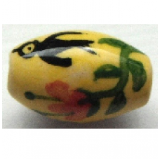 Peruvian Hand Painted Ceramic Bead - Oval 08