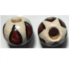 Peruvian Hand Painted Ceramic Bead - Round 01