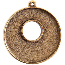 32mm 24K Gold Plated Patera Single Loop Toggle Circle Bezel