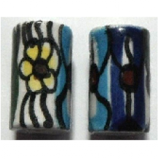 Peruvian Hand Painted Ceramic Bead - Tube 01